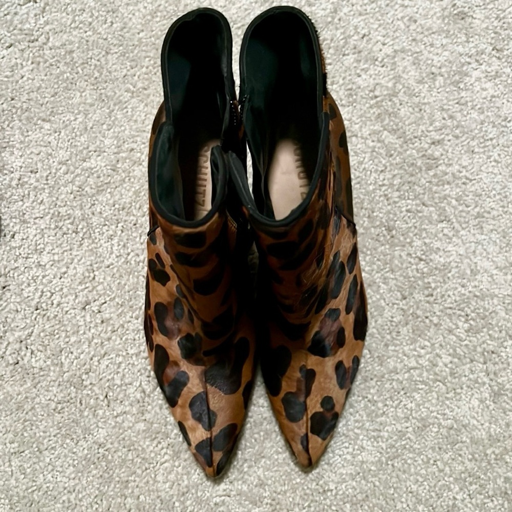 Schutz Leopard Heeled Booties